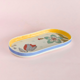 Stripe & Stem Handpainted Ceramic Oval Platter