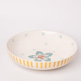 Stripe & Stem Handpainted Ceramic Pasta Bowl 21 cms
