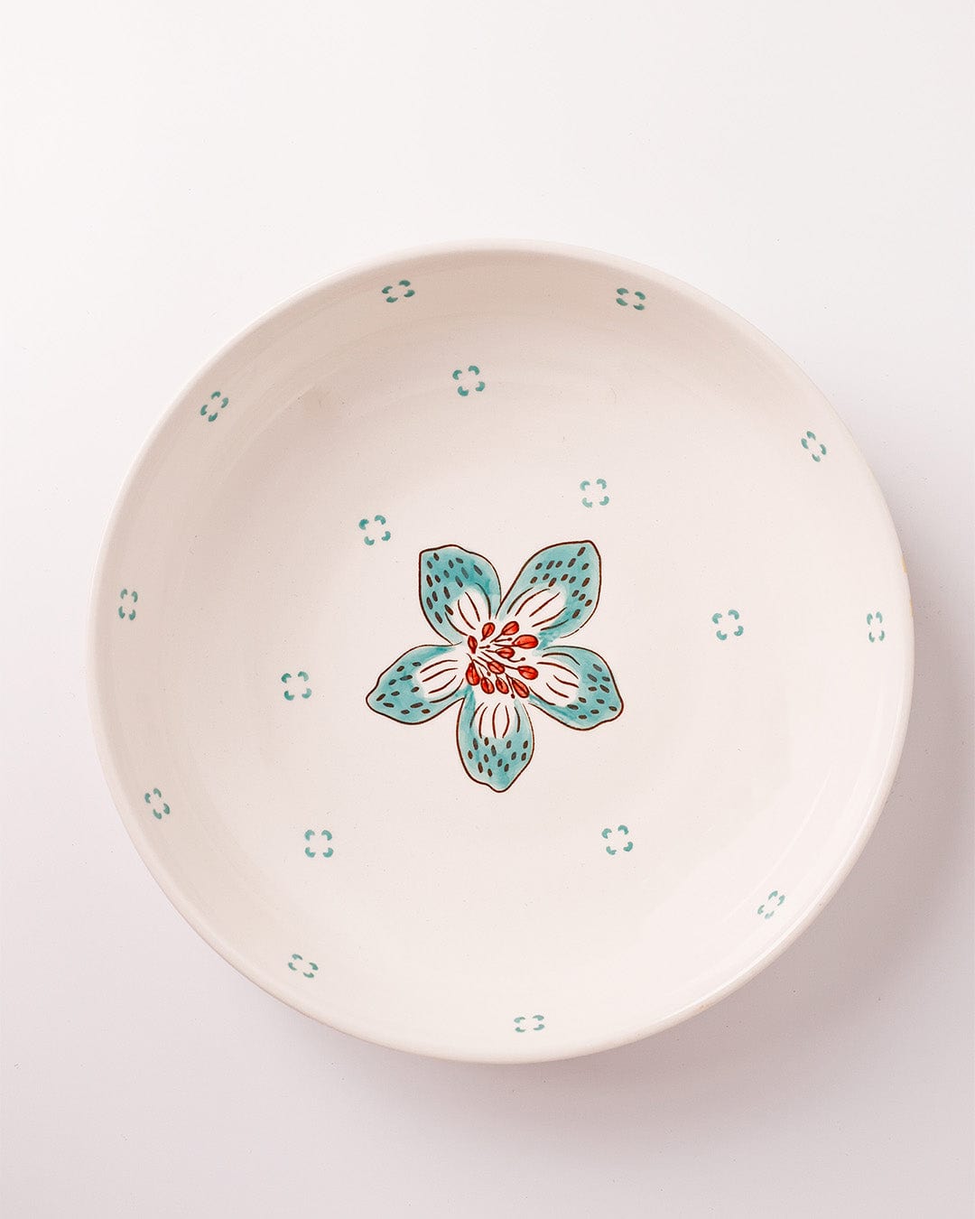 Stripe & Stem Handpainted Ceramic Pasta Bowl 21 cms