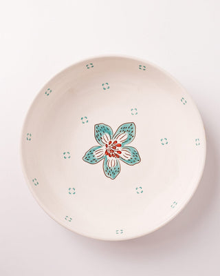 Stripe & Stem Handpainted Ceramic Pasta Bowl 21 cms