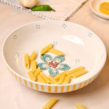 Stripe & Stem Handpainted Ceramic Pasta Bowl 21 cms