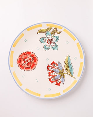 Stripe & Stem Handpainted Ceramic Round Platter 27 cms