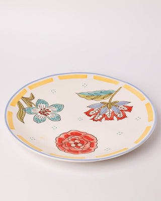 Stripe & Stem Handpainted Ceramic Round Platter 27 cms