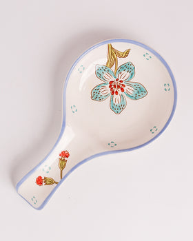 Stripe & Stem Handpainted Ceramic Spoon Rest