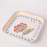 Stripe & Stem Handpainted Square Platter 20.5 cms