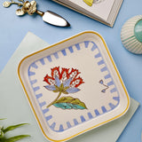 Stripe & Stem Handpainted Square Platter 20.5 cms