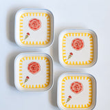 Stripe & Stem Square Snack Plates - Set of 4