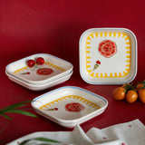 Stripe & Stem Square Snack Plates - Set of 4
