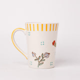 Stripe & Stem Tall Handpainted Ceramic Coffee Mug  355ml