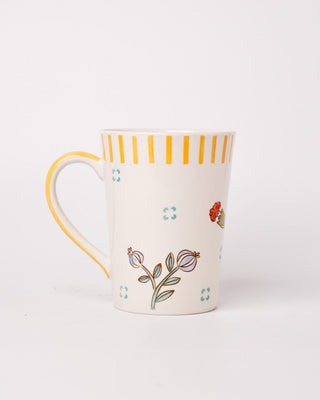Stripe & Stem Tall Handpainted Ceramic Coffee Mug  355ml