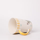 Stripe & Stem Tall Handpainted Ceramic Coffee Mug  355ml