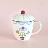 Sundrop Handpainted Ceramic Coffee Mug With Lid 385 ml