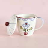 Sundrop Handpainted Ceramic Coffee Mug With Lid 385 ml