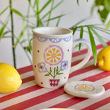 Sundrop Handpainted Ceramic Mug With Infuser and Lid 385ml | The Wishing Chair