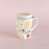 Sundrop Handpainted Ceramic Mug With Infuser and Lid 385ml | The Wishing Chair