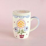 Sundrop Handpainted Ceramic Mug With Infuser and Lid 385ml | The Wishing Chair