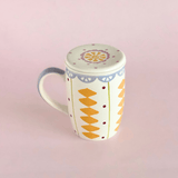 Sundrop Handpainted Ceramic Mug With Infuser and Lid 385ml | The Wishing Chair