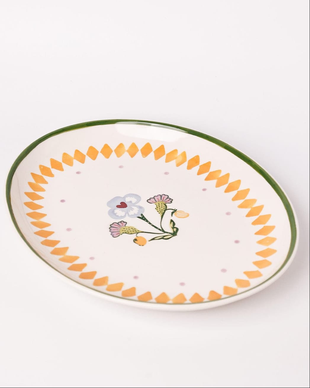 Sundrop Handpainted Ceramic Oval Plate & Nutbowl
