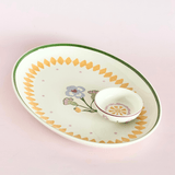 Sundrop Handpainted Ceramic Oval Plate & Nutbowl