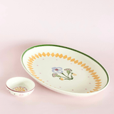 Sundrop Handpainted Ceramic Oval Plate & Nutbowl