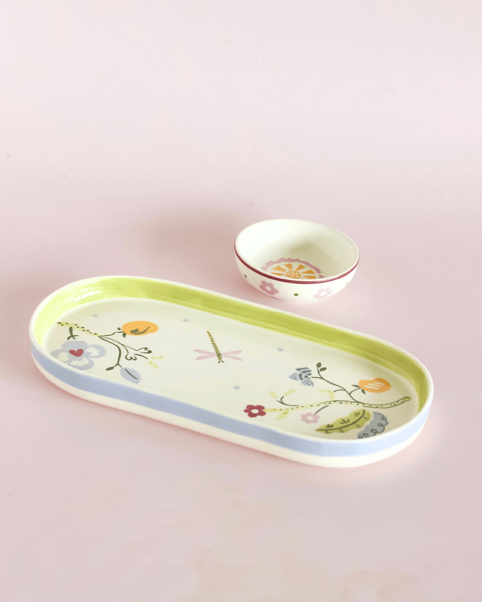 Sundrop Handpainted Ceramic Oval Platter & Nutbowl