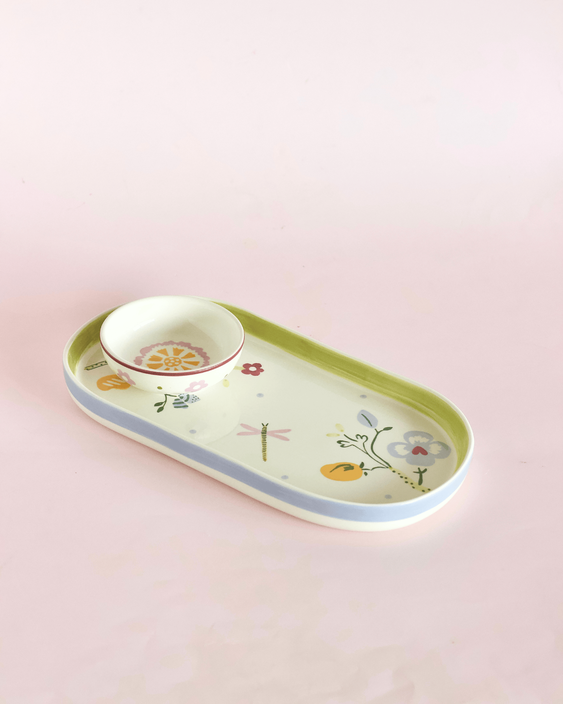 Sundrop Handpainted Ceramic Oval Platter & Nutbowl