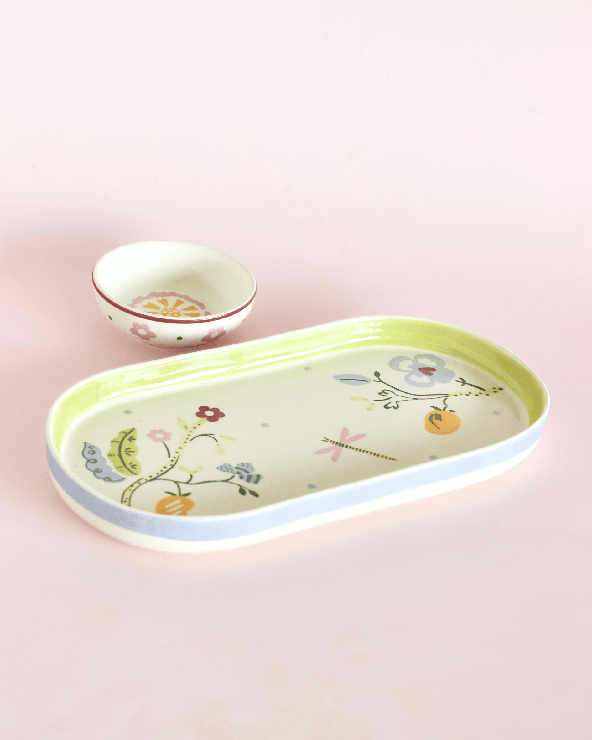Sundrop Handpainted Ceramic Oval Platter & Nutbowl
