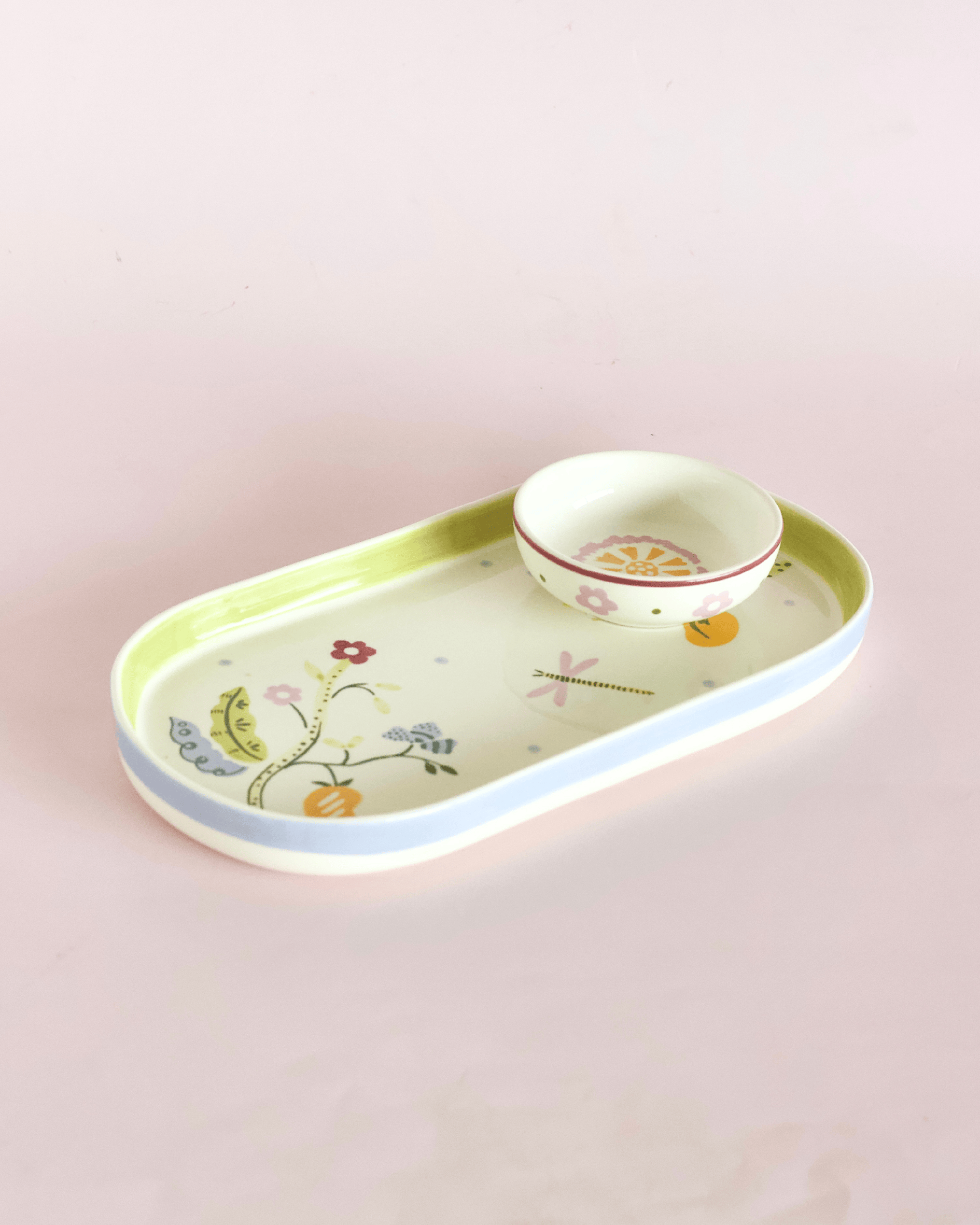 Sundrop Handpainted Ceramic Oval Platter & Nutbowl