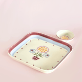Sundrop Handpainted Ceramic Square Platter & Nutbowl