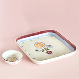 Sundrop Handpainted Ceramic Square Platter & Nutbowl