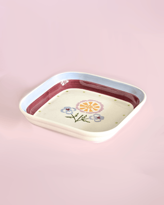 Sundrop Handpainted Ceramic Square Snack Plate 15.5cm