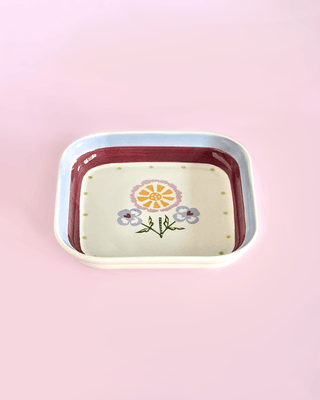 Sundrop Handpainted Ceramic Square Snack Plate 15.5cm