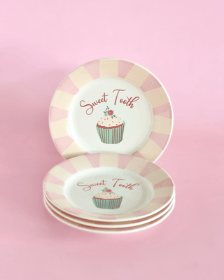 Sweeth Tooth Handpainted Ceramic Dessert Plate - Set of 4