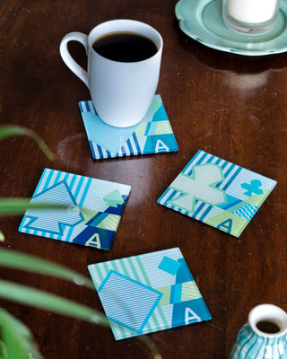 Table linen & Accessories Ace Toughened Glass Coasters - Set of 4 - Green