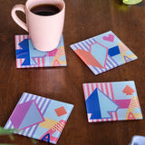 Table linen & Accessories Ace Toughened Glass Coasters - Set of 4 - Pink