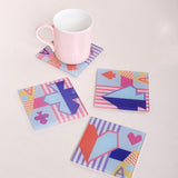 Table linen & Accessories Ace Toughened Glass Coasters - Set of 4 - Pink