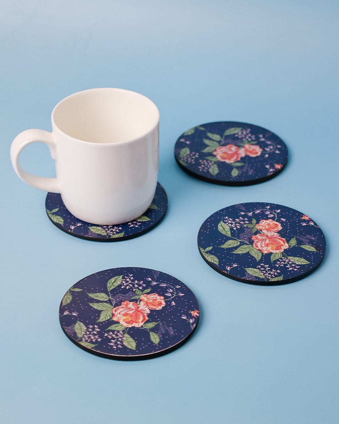 Table linen & Accessories Midnight Rose Wooden Coasters - Set of 4