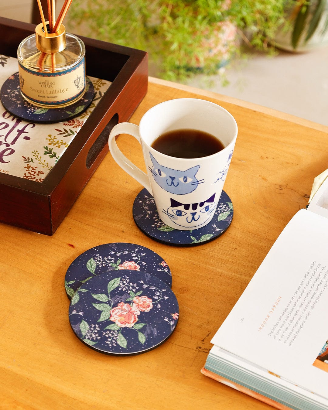 Table linen & Accessories Midnight Rose Wooden Coasters - Set of 4