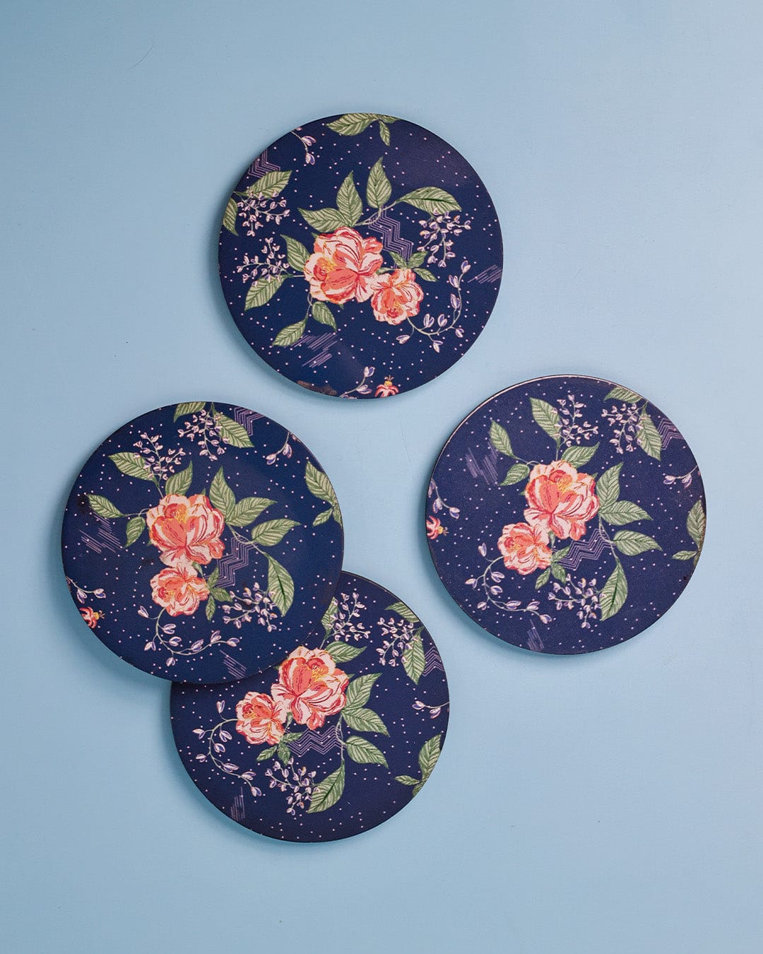 Table linen & Accessories Midnight Rose Wooden Coasters - Set of 4