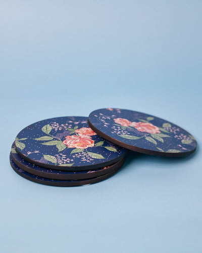 Table linen & Accessories Midnight Rose Wooden Coasters - Set of 4