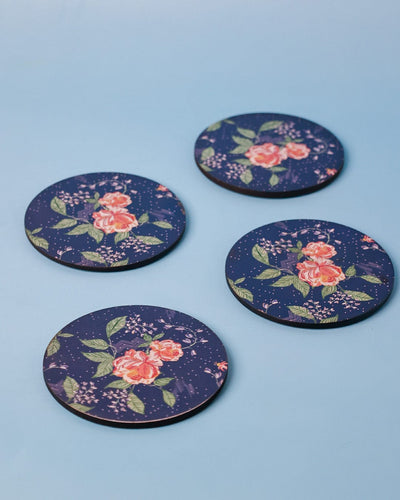 Table linen & Accessories Midnight Rose Wooden Coasters - Set of 4