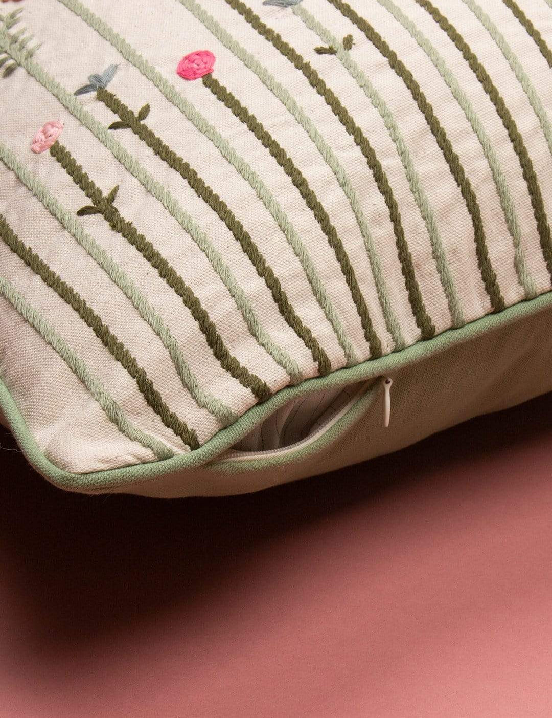 Tall Grass Embroidered Cushion Cover