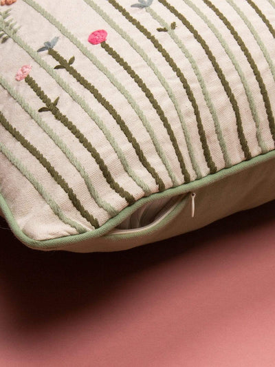 Tall Grass Embroidered Cushion Cover