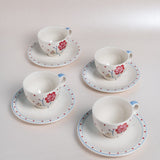 Tea cups & coffee mugs Arunya Hand painted Ceramic Teacup & Saucer -Set of 4