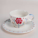 Tea cups & coffee mugs Arunya Hand painted Ceramic Teacup & Saucer -Set of 4