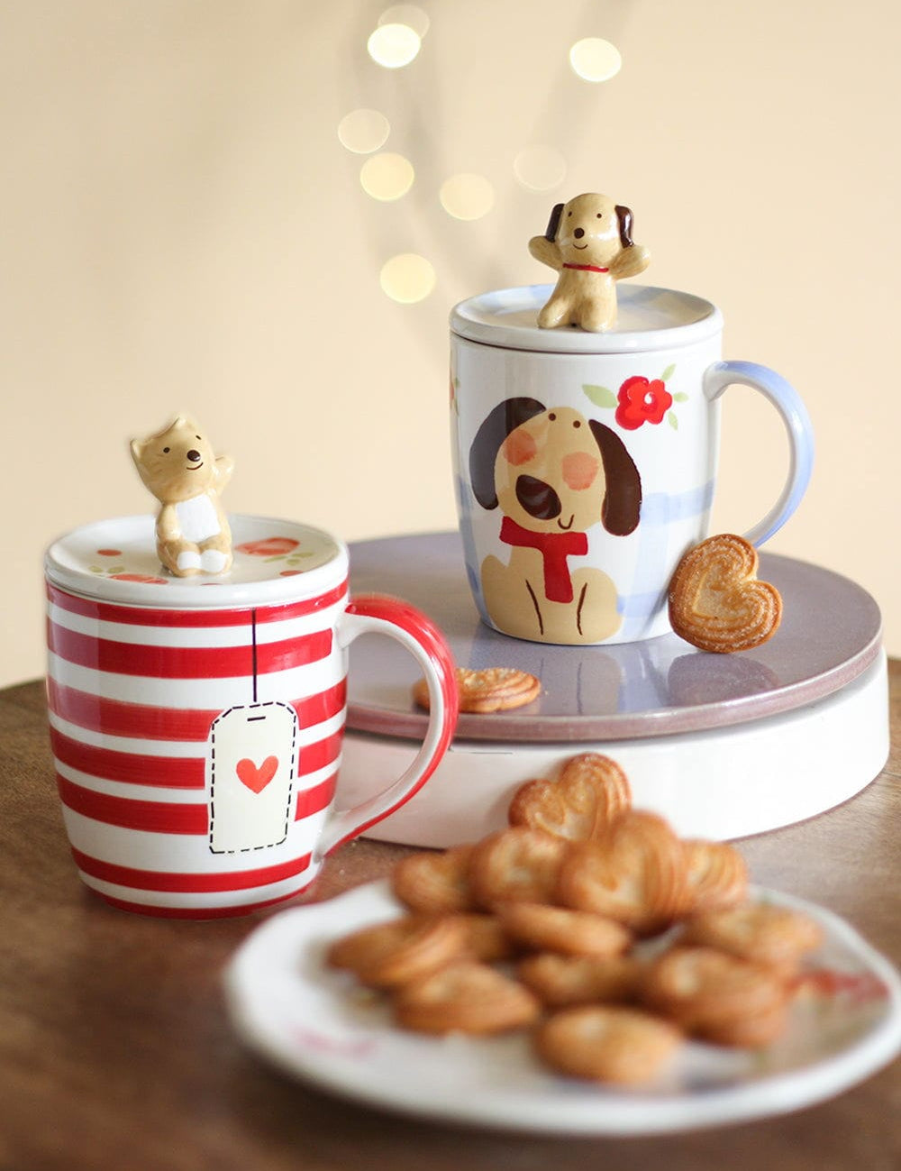Tea cups & coffee mugs Hey Buddy Handpainted Hot Choco Mug with lid