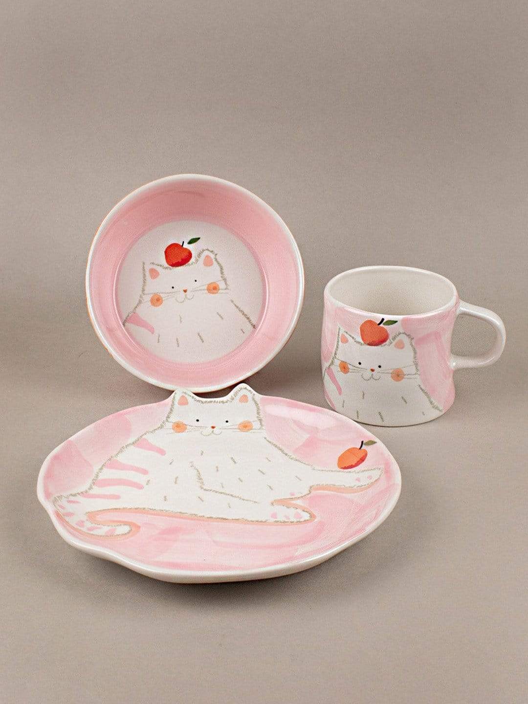 Tea cups & coffee mugs Lazy Cat Breakfast Set - Set Of 3