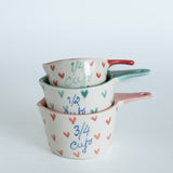 Tea cups & coffee mugs Little Hearts  Measuring Cups -set of 3 - Handpainted Stoneware