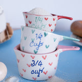 Tea cups & coffee mugs Little Hearts Measuring Cups -set of 3 - Handpainted Stoneware
