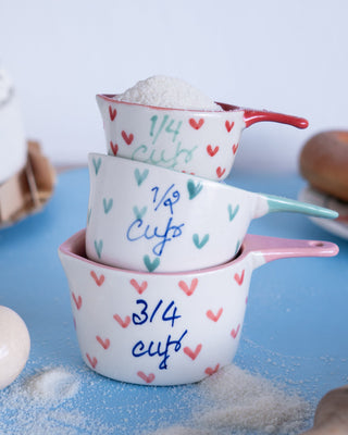 Tea cups & coffee mugs Little Hearts Measuring Cups -set of 3 - Handpainted Stoneware